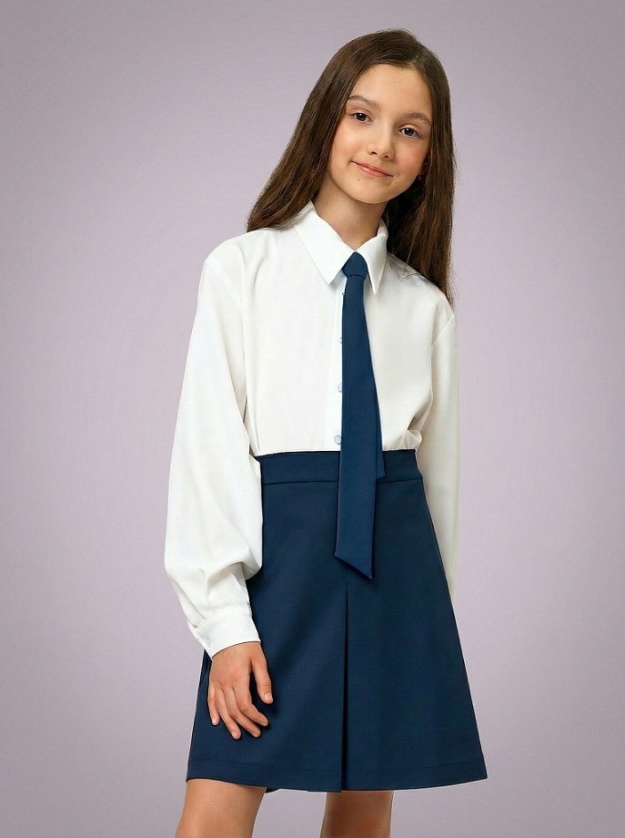 Юбка трапеция со складкой в цвете: Синий Ole! Twice - фото 1