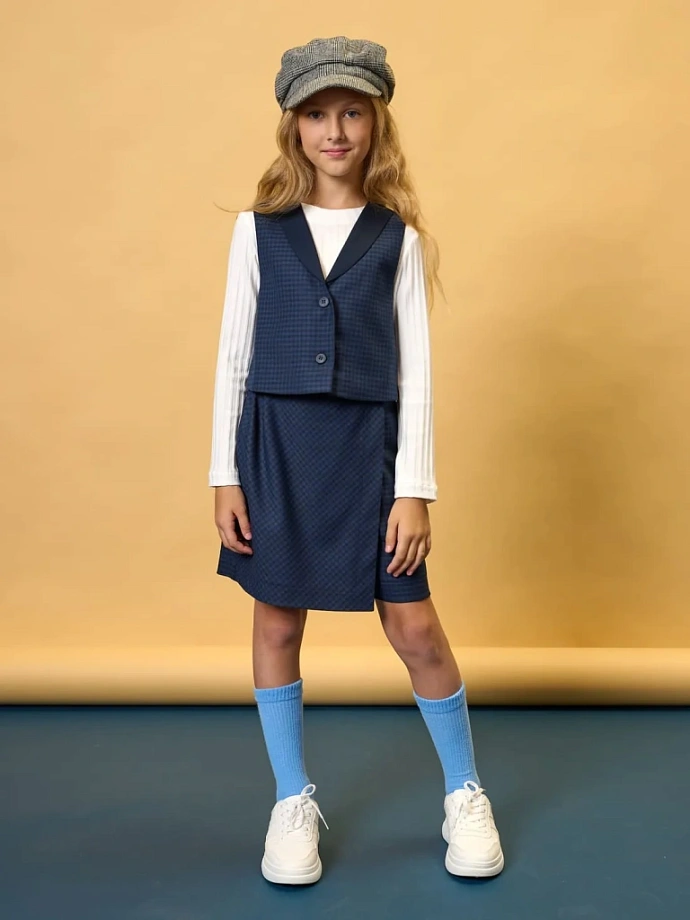 Юбка-шорты школьные в цвете: Темно-Синий Ole! Twice - фото 7