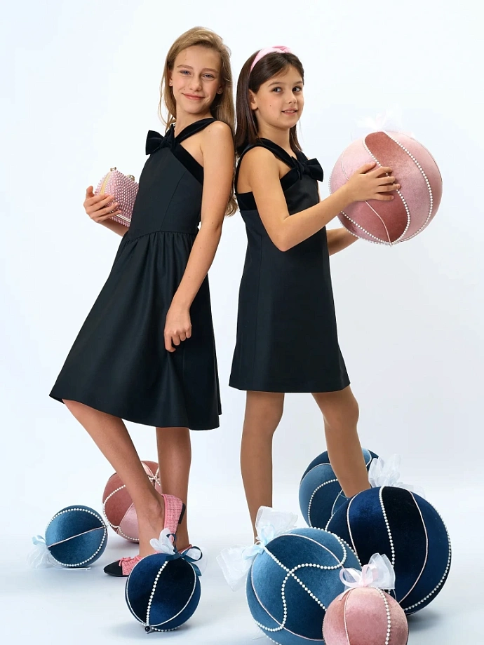 Платье-трапеция с бархатной отделкой в цвете: Черный Ole! Twice - фото 2