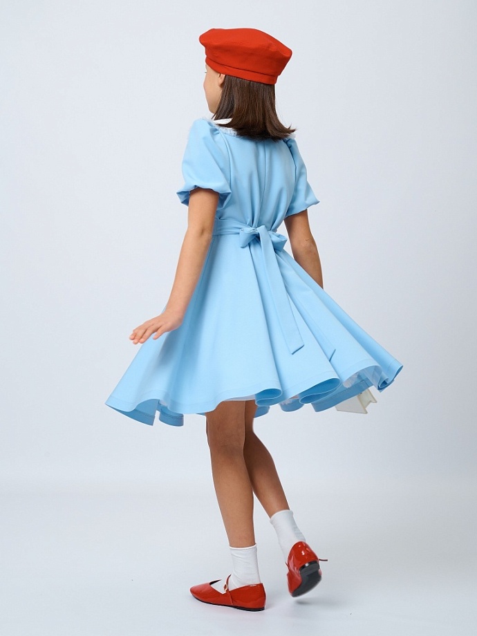 Платье с коротким рукавом и юбкой-солнце в цвете: Голубой Ole! Twice - фото 5