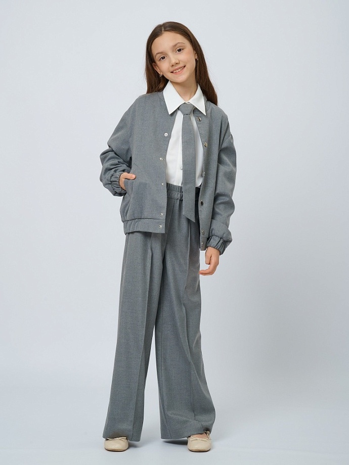 Бомбер из костюмной ткани на кнопках в цвете: Серый Ole! Twice - фото 2