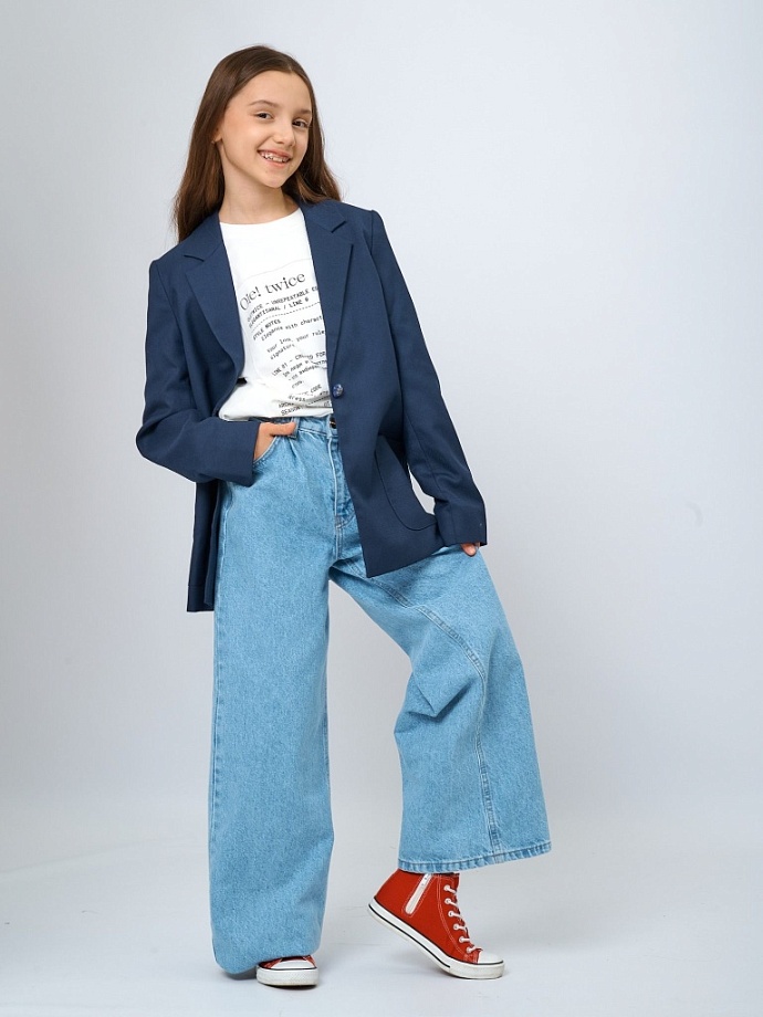 Жакет-пиджак прямого кроя в цвете: Синий Ole! Twice - фото 7