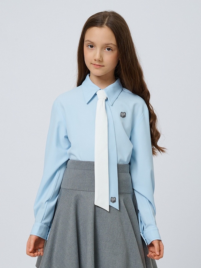 Галстук двухсторонний с вышивкой в цвете: Бело-голубой Ole! Twice - фото 1