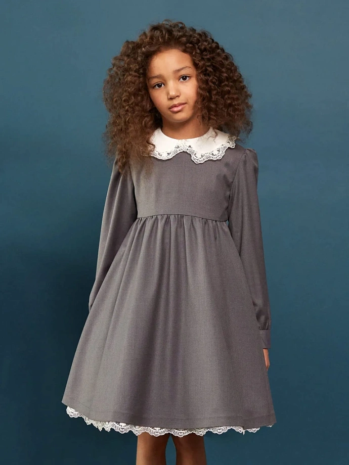 Двойное платье: элегантное верхнее и нижнее из хлопка с кружевной отделкой в цвете: Серый Ole! Twice - фото 1