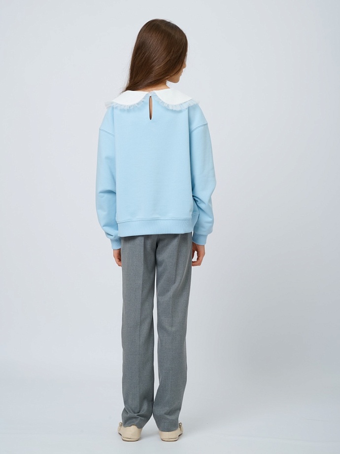 Свитшот с белым воротником с шевроном в цвете: Голубой Ole! Twice - фото 2