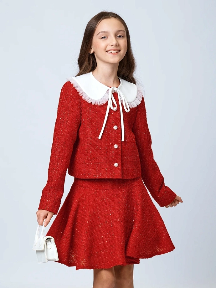 Жакет из твида со съемным воротником в цвете: Красный Ole! Twice - фото 5