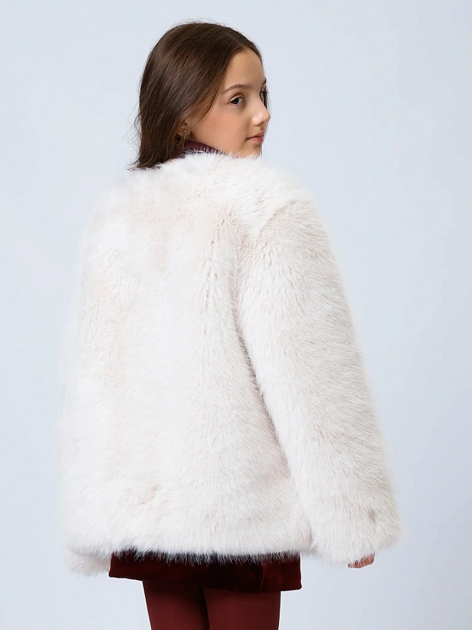 Меховое пальто укороченное с натуральным утеплителем в цвете: Молочный Ole! Twice - фото 9