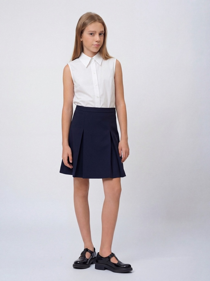 Юбка-трапеция с двумя складками в цвете: Синий Ole! Twice - фото 4