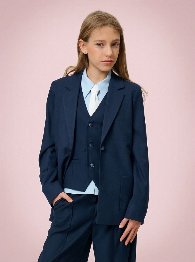 Жакет-пиджак прямого кроя в цвете: Синий Ole! Twice - фото 1