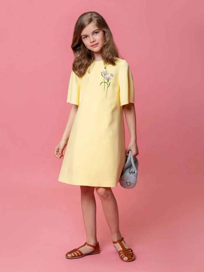 Платье А-силуэта с вышивкой в цвете: Желтый Ole! Twice - фото 5