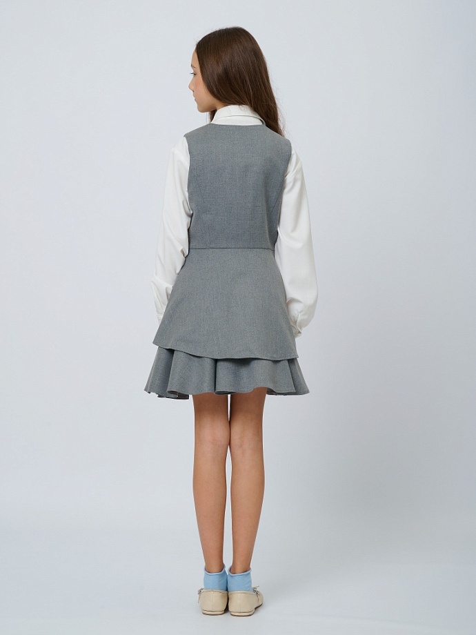 Жилет удлиненный с баской с шевроном в цвете: Серый Ole! Twice - фото 2