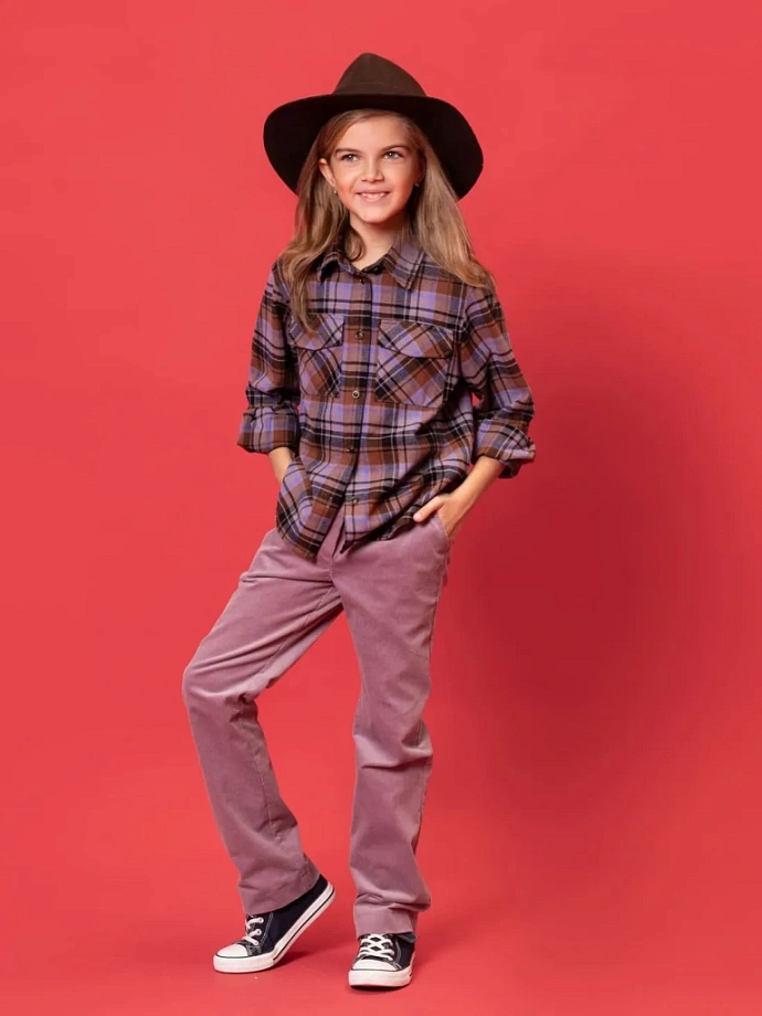 Брюки на резинке из вельвета в цвете:  Ole! Twice - фото 1