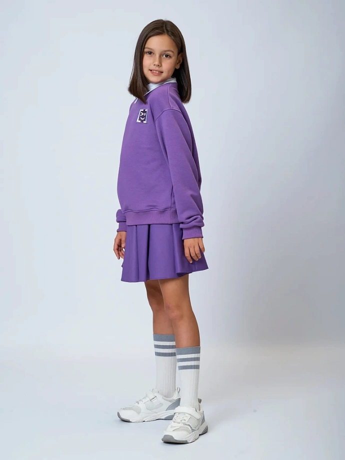 Свитшот со съемным воротником и шевроном в цвете: Фиолетовый Ole! Twice Свитшот со съемным воротником и шевроном в цвете: Фиолетовый Ole! Twice - фото 6