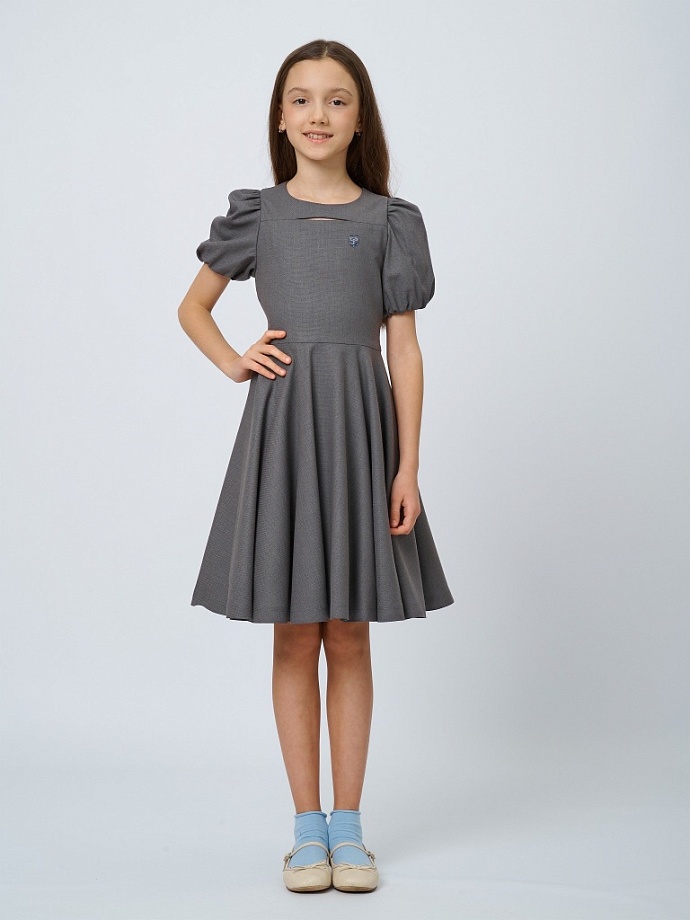 Платье со съемным бантом с шевроном в цвете: Серый Ole! Twice - фото 4