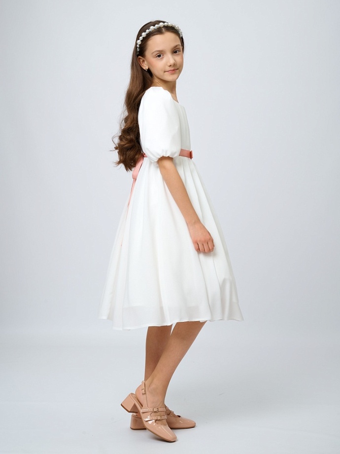 Платье с драпировкой в романтическом стиле в цвете: Молочный Ole! Twice - фото 4