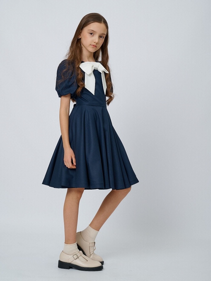 Платье со съемным бантом в цвете: Синий Ole! Twice - фото 5