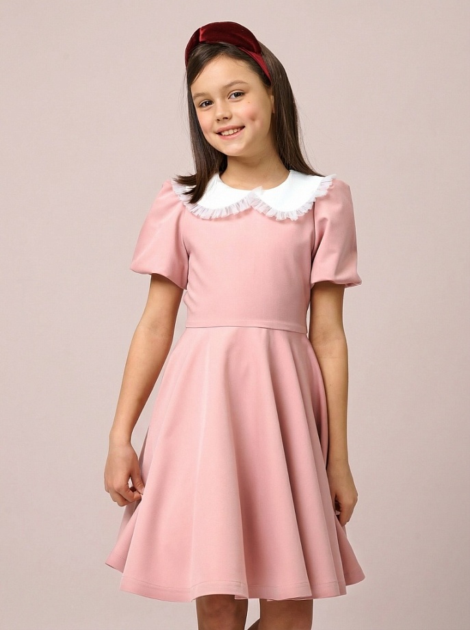 Платье с коротким рукавом и юбкой-солнце в цвете: Розовый Ole! Twice - фото 1