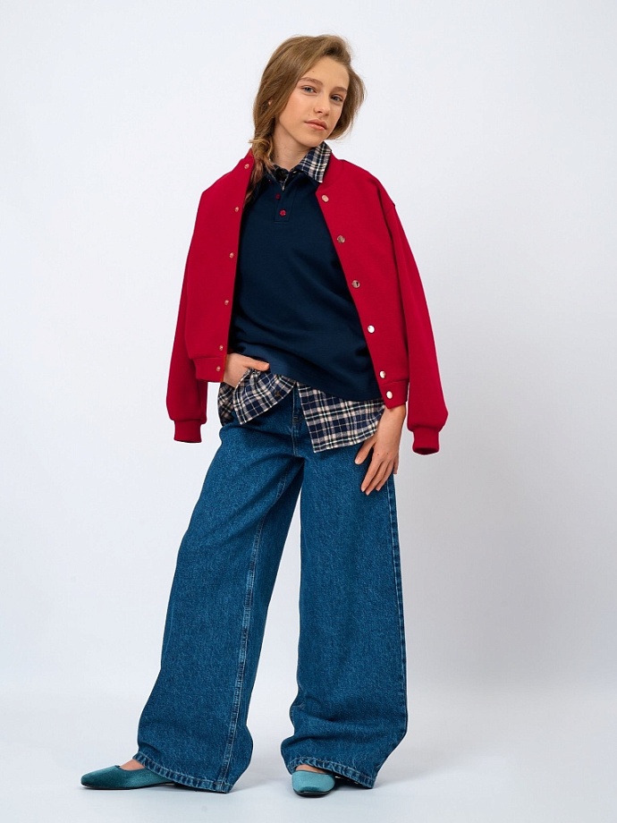 Бомбер из фактурного трикотажа в цвете: Красный Ole! Twice - фото 5