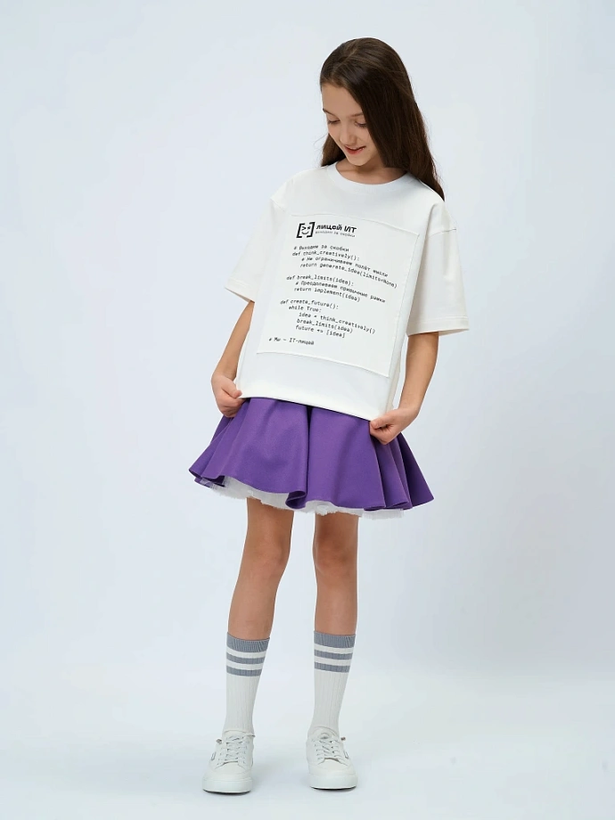 Футболка с нашивным принтом в цвете: Молочный Ole! Twice - фото 7