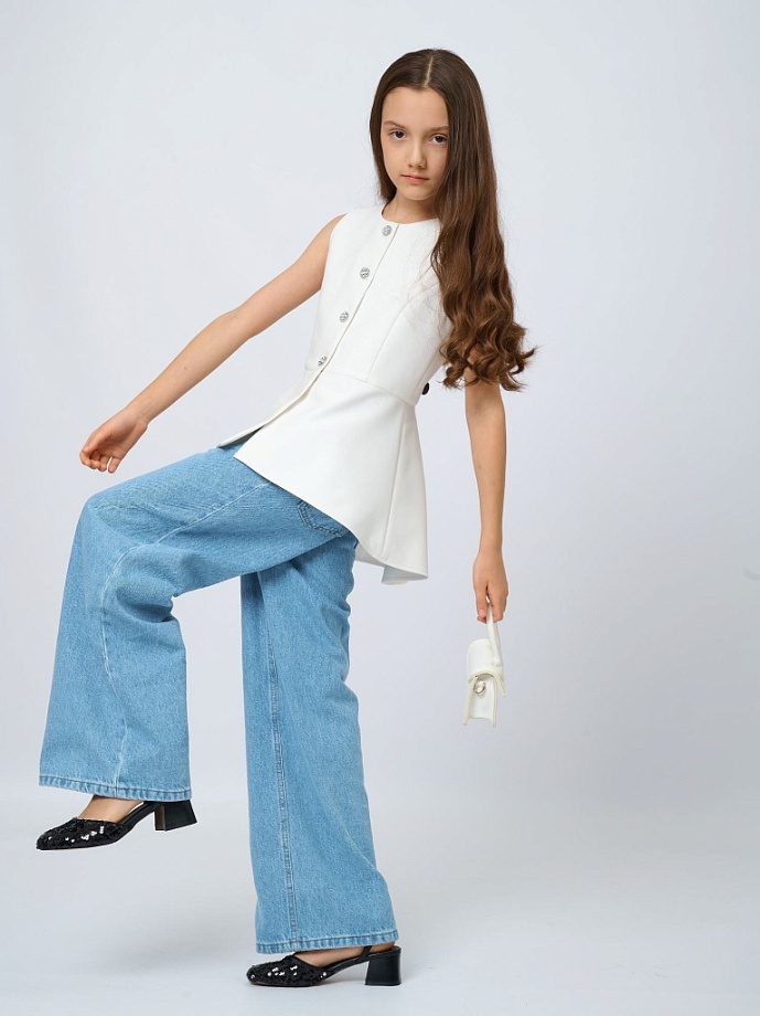 Джинсы широкие в цвете: Голубой Ole! Twice - фото 9