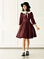 Платье в ретро стиле со съемным белым воротником в цвете: Бордовый Ole! Twice - фото 7