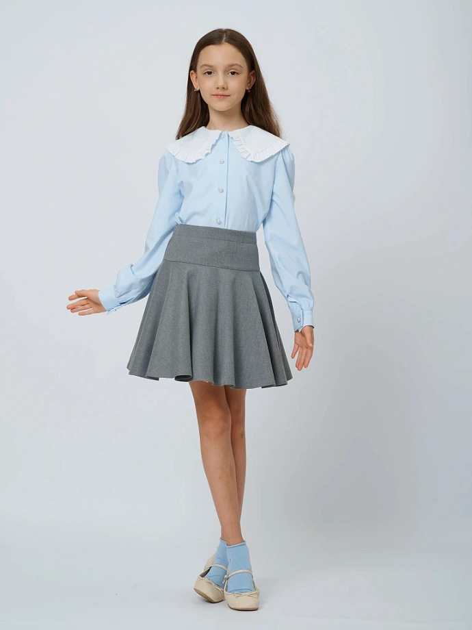 Блуза из хлопка укороченная в цвете: Голубой Ole! Twice - фото 2