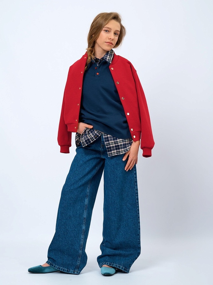 Бомбер из фактурного трикотажа в цвете: Красный Ole! Twice - фото 5