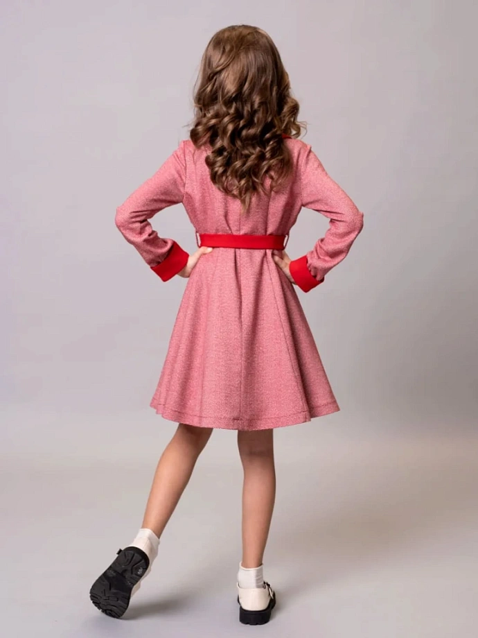 Платье с контрастным воротником и манжетами в цвете: Красный Ole! Twice - фото 3