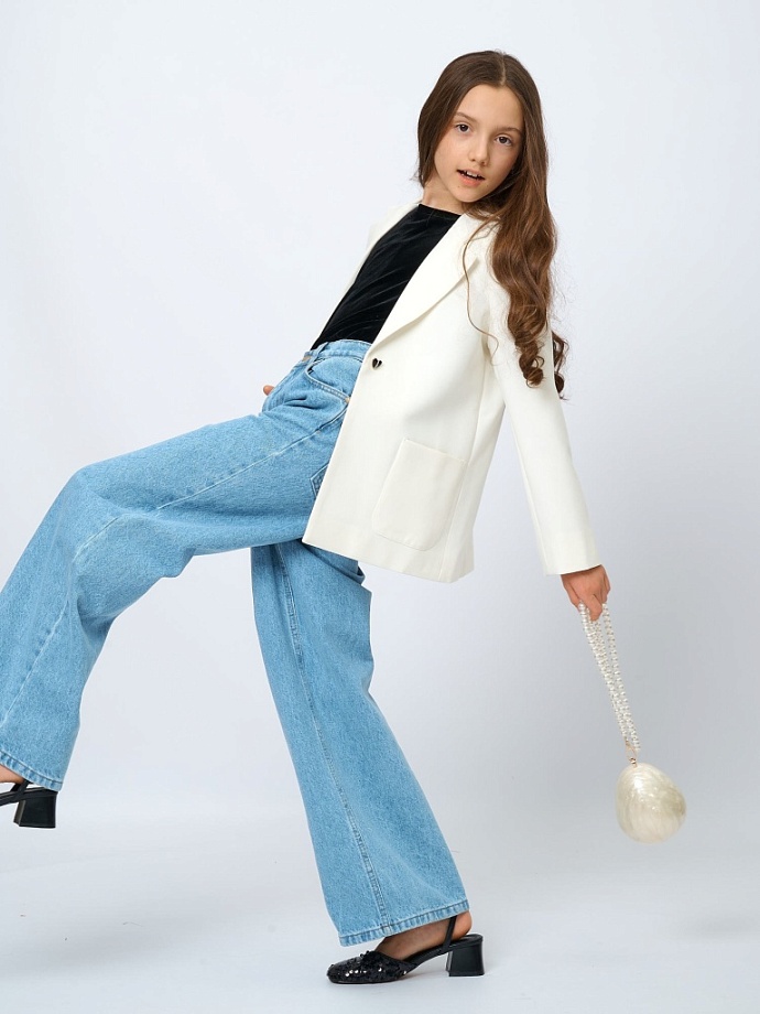 Джинсы широкие в цвете: Голубой Ole! Twice - фото 5