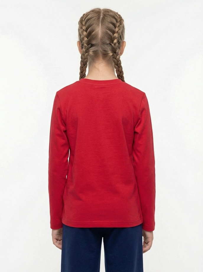 Лонгслив брендированный из премиального хлопка в цвете: Красный Ole! Twice - фото 2