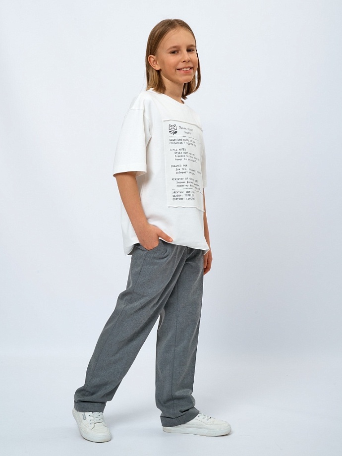 Футболка с нашивным принтом (для лицея Министерство знания) в цвете: Молочный Ole! Twice - фото 5