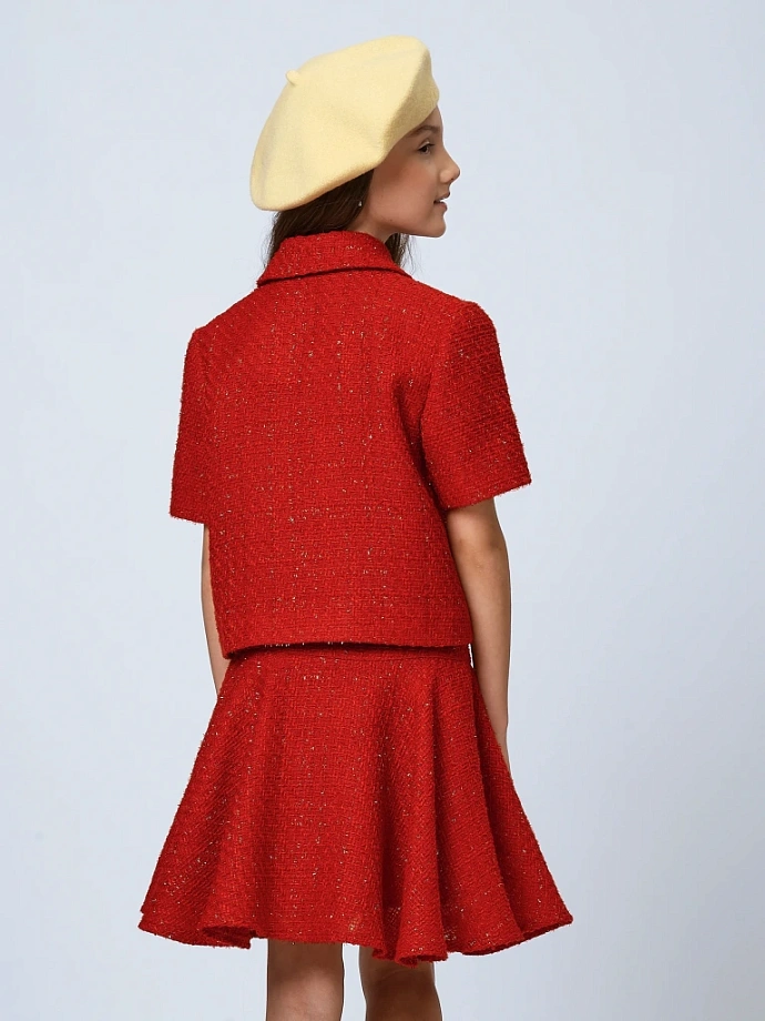 Юбка-солнце из твида в цвете: Красный Ole! Twice - фото 2