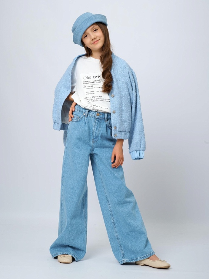 Джинсы широкие в цвете: Голубой Ole! Twice - фото 7