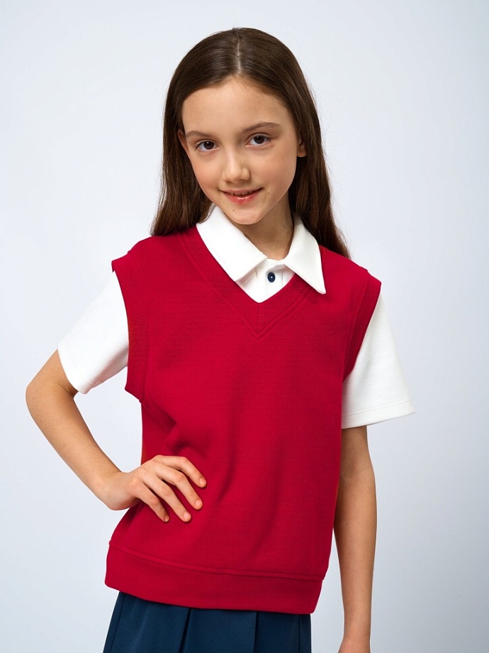 Жилет из фактурного трикотажа в цвете: Красный Ole! Twice - фото 3