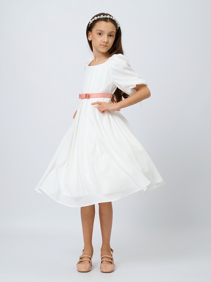 Платье с драпировкой в романтическом стиле в цвете: Молочный Ole! Twice - фото 5