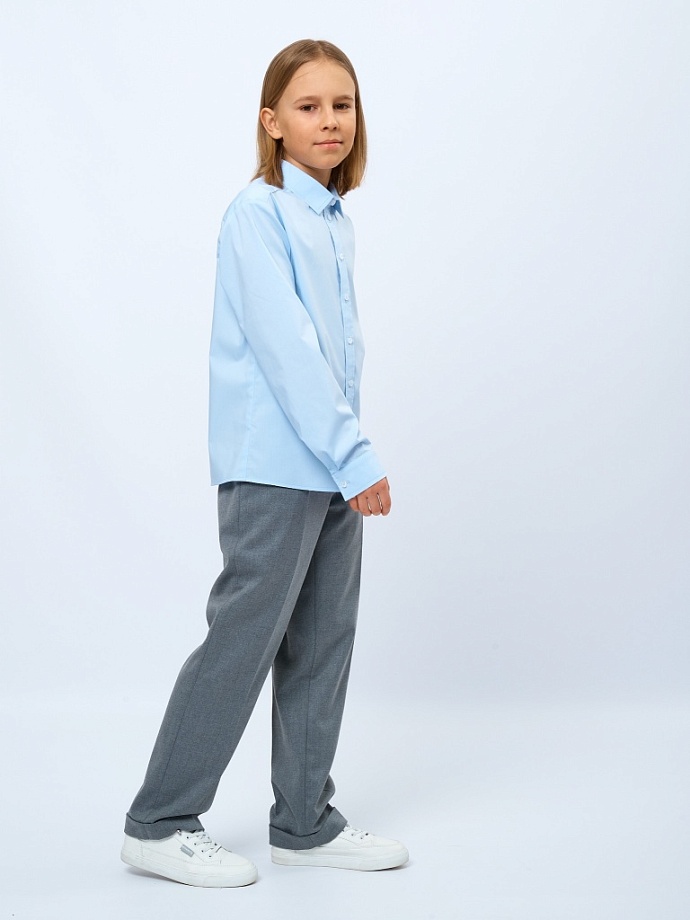 Рубашка классическая из смесового хлопка с шевроном в цвете: Голубой Ole! Twice - фото 4