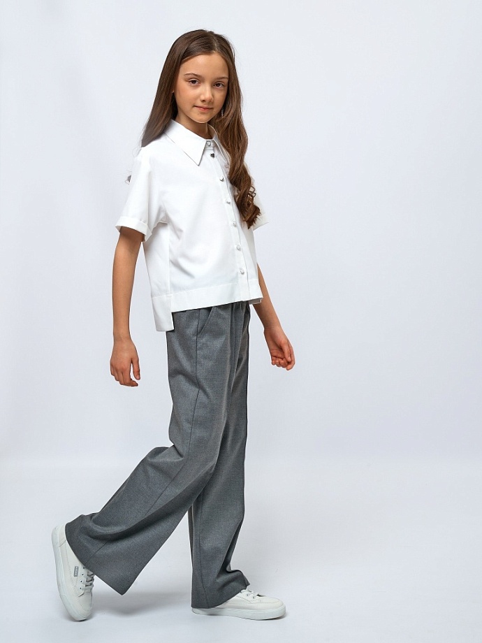 Рубашка укороченная с коротким рукавом из смесового хлопка в цвете: Белый Ole! Twice - фото 4