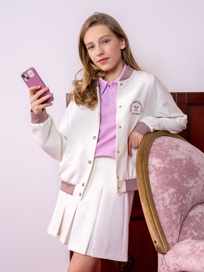 Жакет-бомбер из костюмной ткани в цвете: Молочный Ole! Twice - фото 1