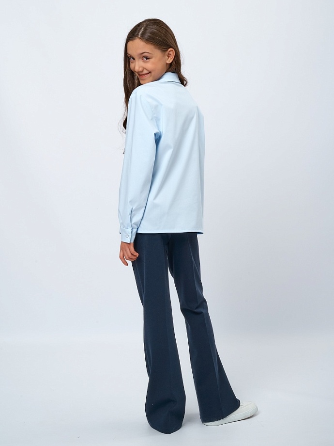 Блуза с оборкой по планке из смесового хлопка в цвете: Голубой Ole! Twice - фото 2