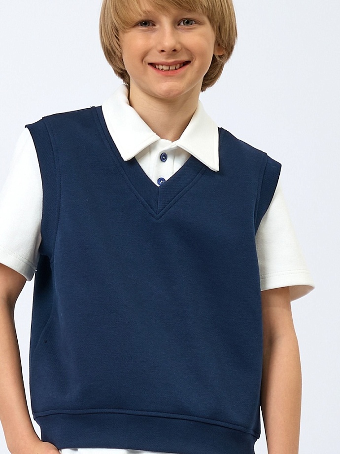 Жилет из фактурного трикотажа в цвете: Синий Ole! Twice - фото 3