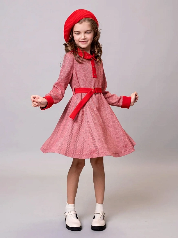 Платье с контрастным воротником и манжетами в цвете: Красный Ole! Twice - фото 9
