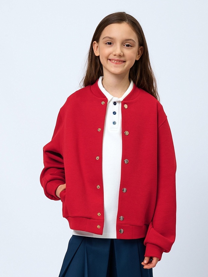 Бомбер из фактурного трикотажа в цвете: Красный Ole! Twice - фото 4