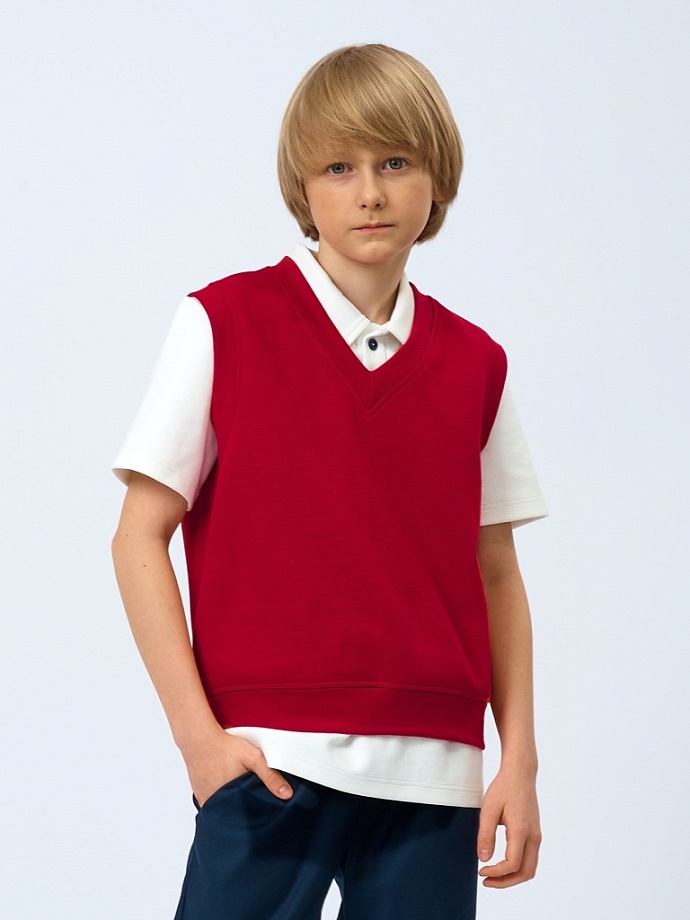 Жилет из фактурного трикотажа в цвете: Красный Ole! Twice - фото 4