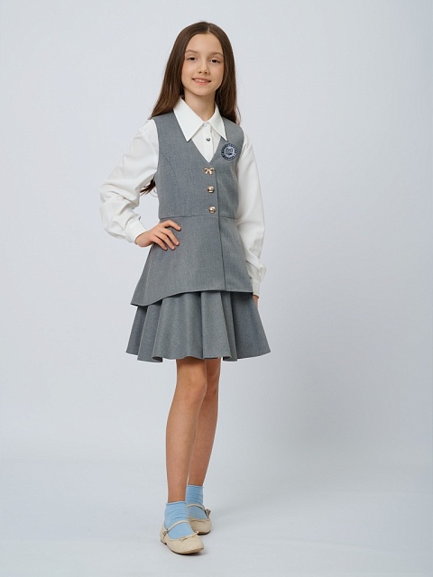 Жилет удлиненный с баской с шевроном