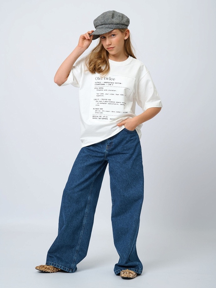 Джинсы широкие в цвете: Темно-синий Ole! Twice - фото 7