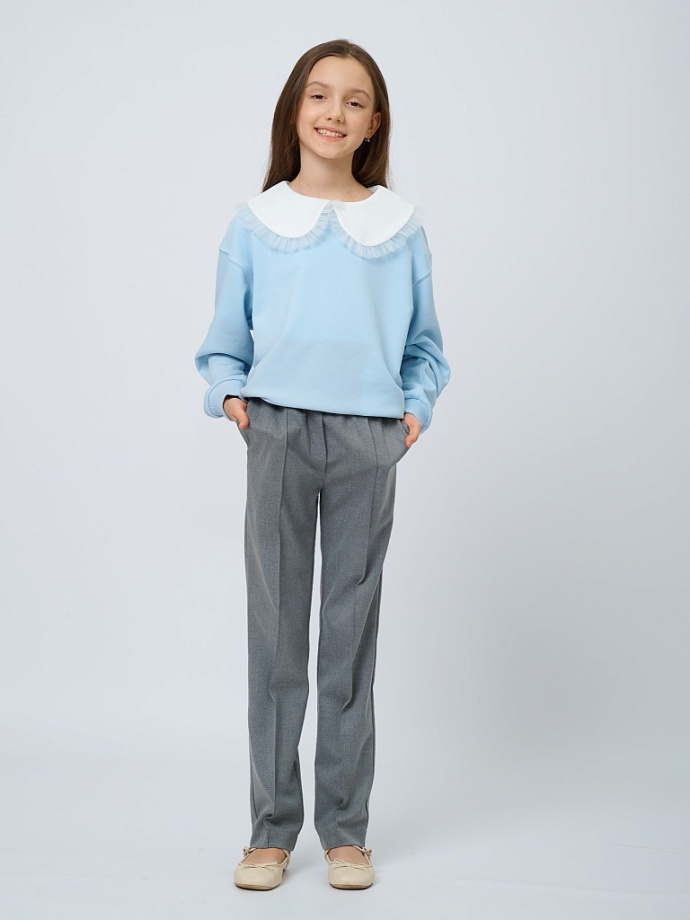Свитшот с белым воротником с шевроном в цвете: Голубой Ole! Twice - фото 6