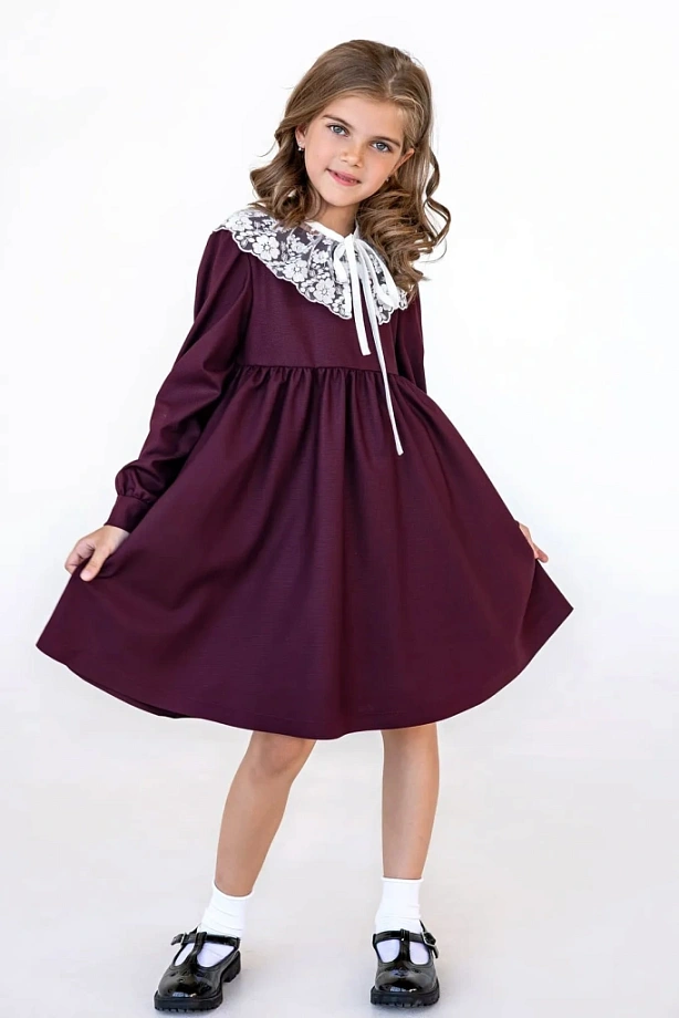 Двойное платье: элегантное верхнее и нижнее из хлопка с кружевной отделкой в цвете: Бордовый Ole! Twice - фото 6