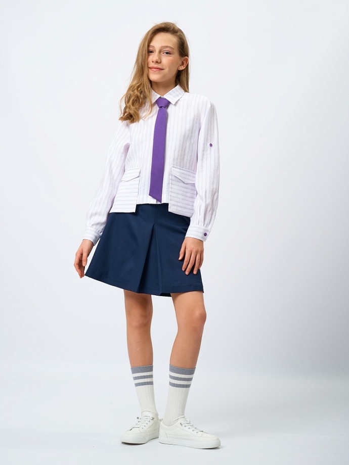 Юбка трапеция со складкой в цвете: Синий Ole! Twice - фото 3