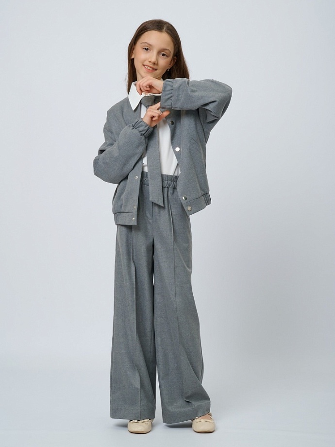 Бомбер из костюмной ткани на кнопках в цвете: Серый Ole! Twice - фото 4