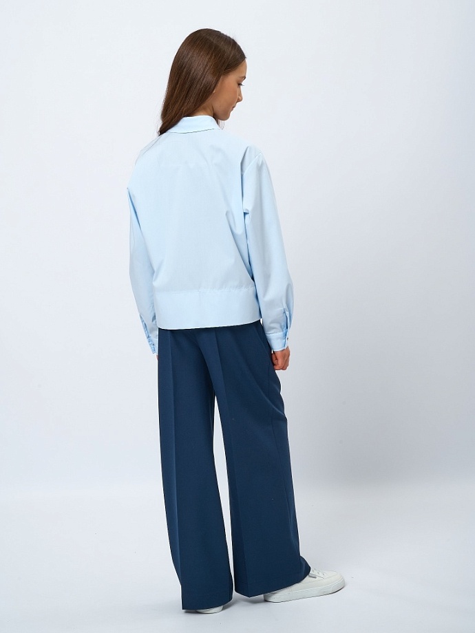 Рубашка укороченная из смесового хлопка в цвете: Голубой Ole! Twice - фото 2